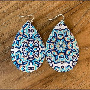 Genuine Leather Moroccan Tear Drop Earrings